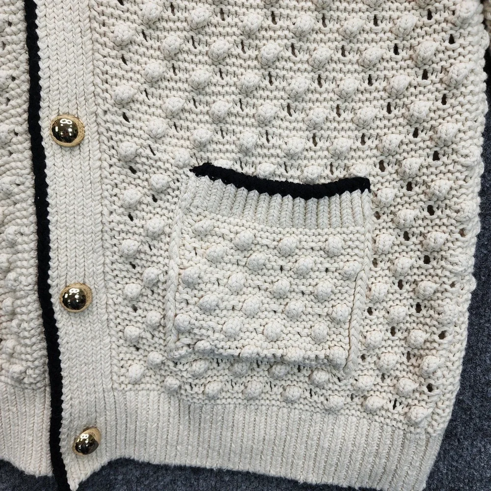 NWT FRAME The Bauble Cardigan Women's Textured Cotton Bobble Knit Sweater L